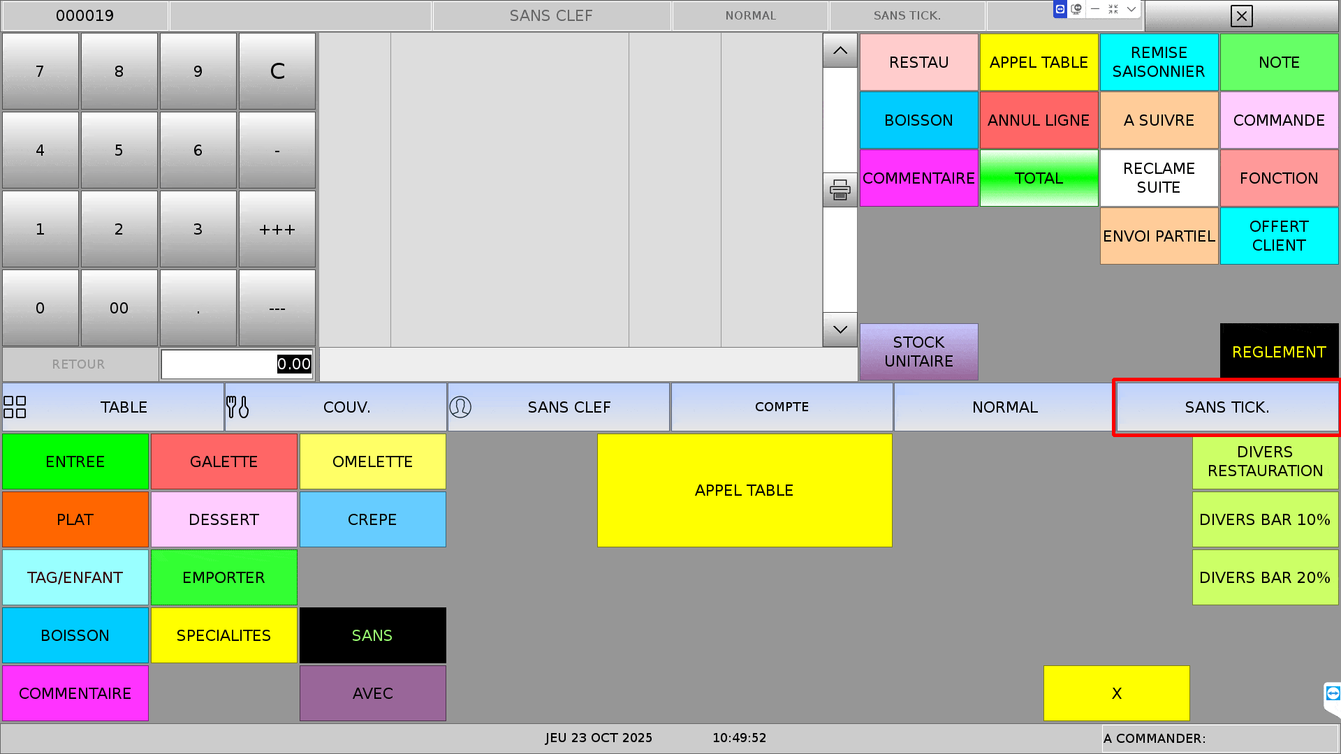 Bascule avec/sans ticket